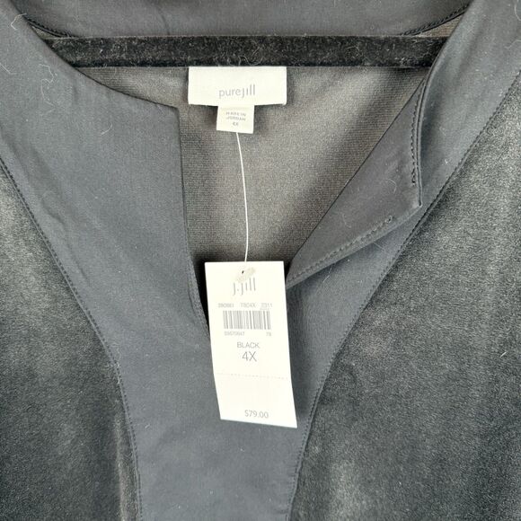 Pure J. Jill Velvet Tunic Top Black V-Neck Long Sleeve Goth Vamp  Witchy 4X NWT - Picture 2 of 6
